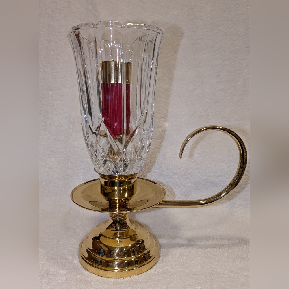 VTG Copper Craft Guild Copper & Brass Glass Hurricane Candle Holder MINT